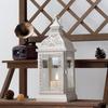 Vintage White Candle Lantern Durable Garden Metal Lantern Empty Square Candle Lantern for Wedding Decoration