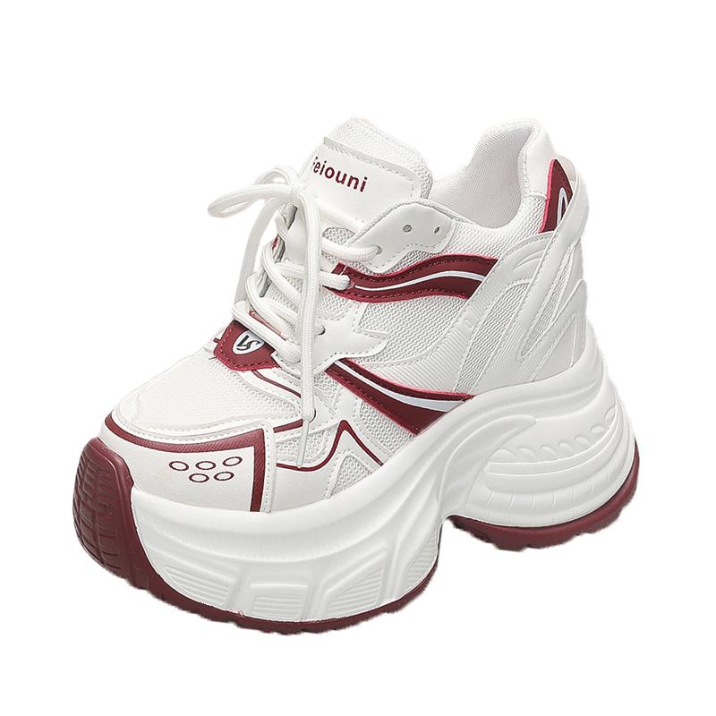 Fashion 10cm Synthetic Air Mesh Genuine Leather Vulcanize Chunky Sneakers Summer Autumn Leisure Spring Women Platform Wedge Pumps Shoes