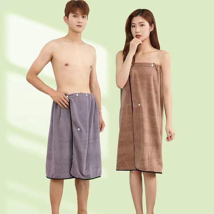 Bath towel couple style one pair of 2pcs men and women can wear or wrap bath skirt home absorbent no lint plus size bathrobe