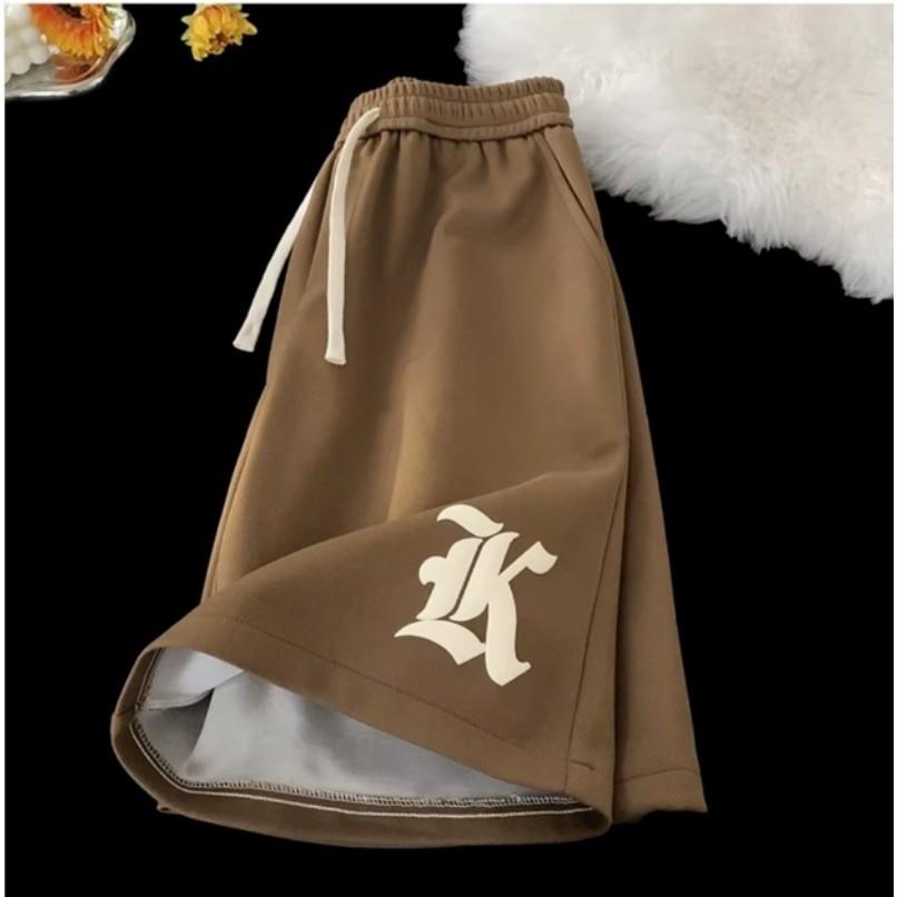 Oversized Loose Shorts Men American Retro Gothic Alphabet Print Japanese Samurai Style Casual Sports Beach Pants Shorts