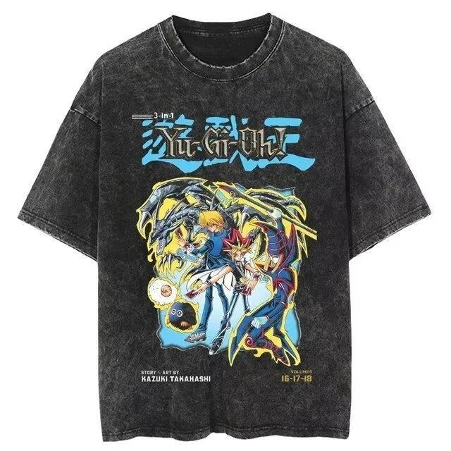 Yu-gi-oh! Popular Anime Dark Magician Manga Vol 19 20 21 Graphic Print Cotton T-shirt for Men 2026 Summer Casual Fashion Simple