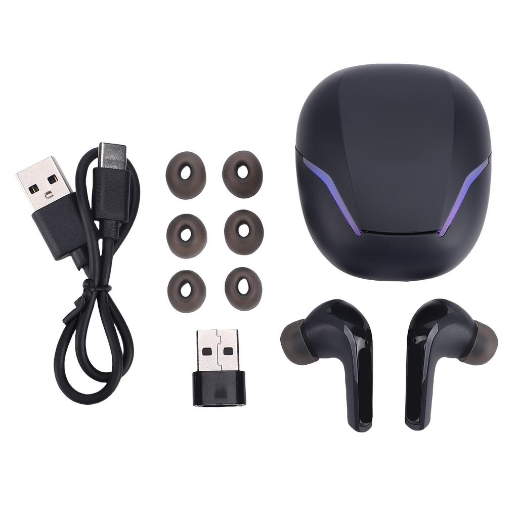 Wireless Earbuds with ENC Mic 2.4GHz 3D Stereo Bluetooth 5.3 Headphones with USB C Dongle for VR PC Phone Game Console