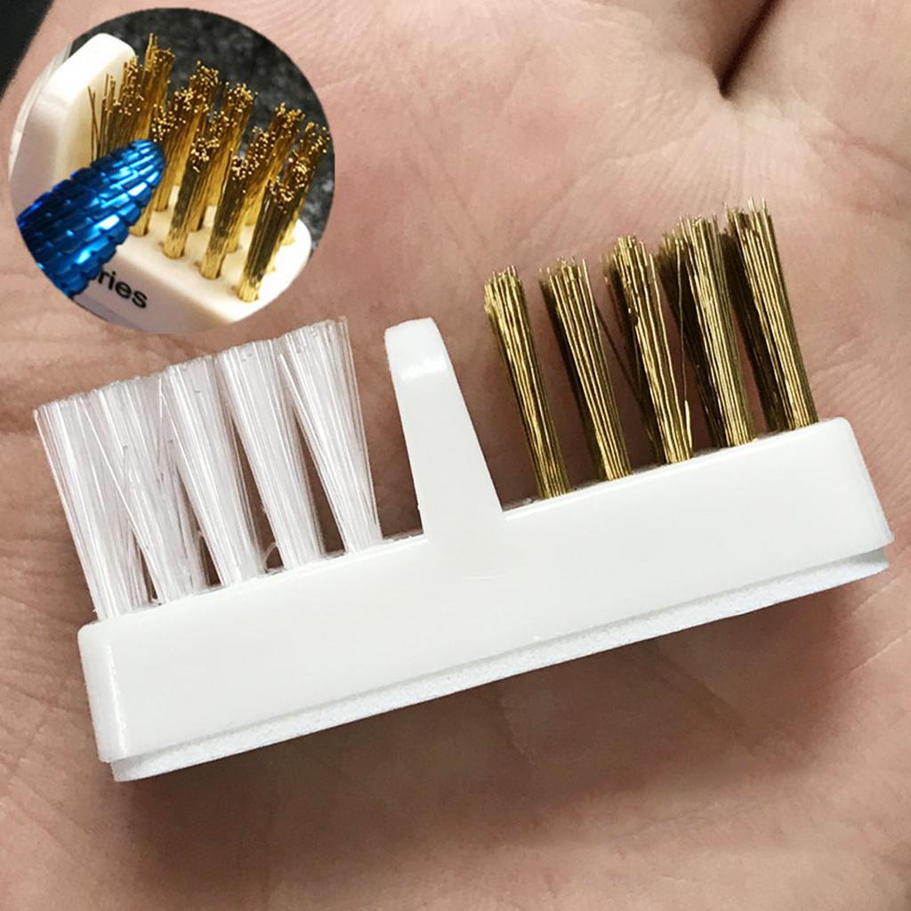 3-teiliges Reinigungsset für Nagelkunstbohrer, tragbarer Reiniger, Kupferbürste und Kunststoffbürste für die Reinigung im Nagelstudio oder zu Hause