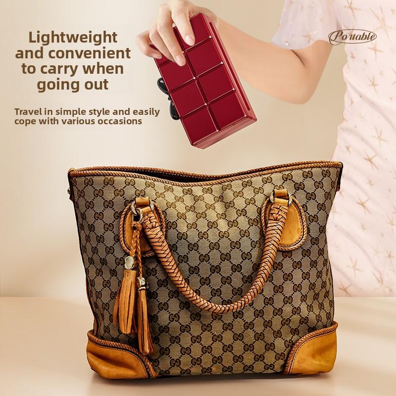 Small Portable Travel Jewelry Box, Exquisite New Model for Storing Earrings, Necklaces, Rings, and Other Accessories with Compartments