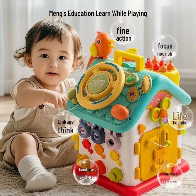 Kids' Six-Sided Activity Center: Early Learning Shape Recognition & Multi-Functional Game Box