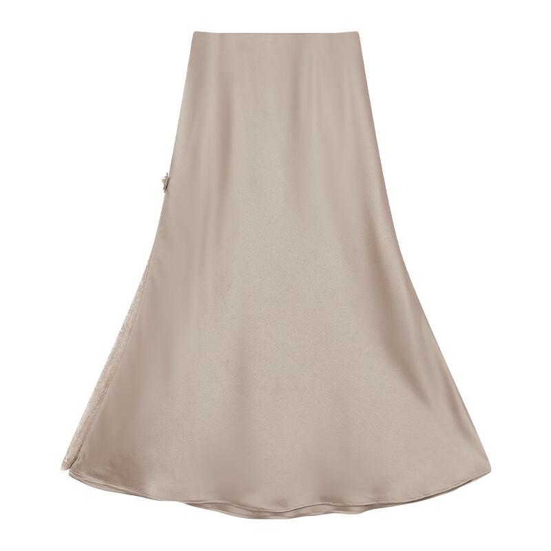 Xiangying New Chinese Style Satin Fishtail Midi Skirt