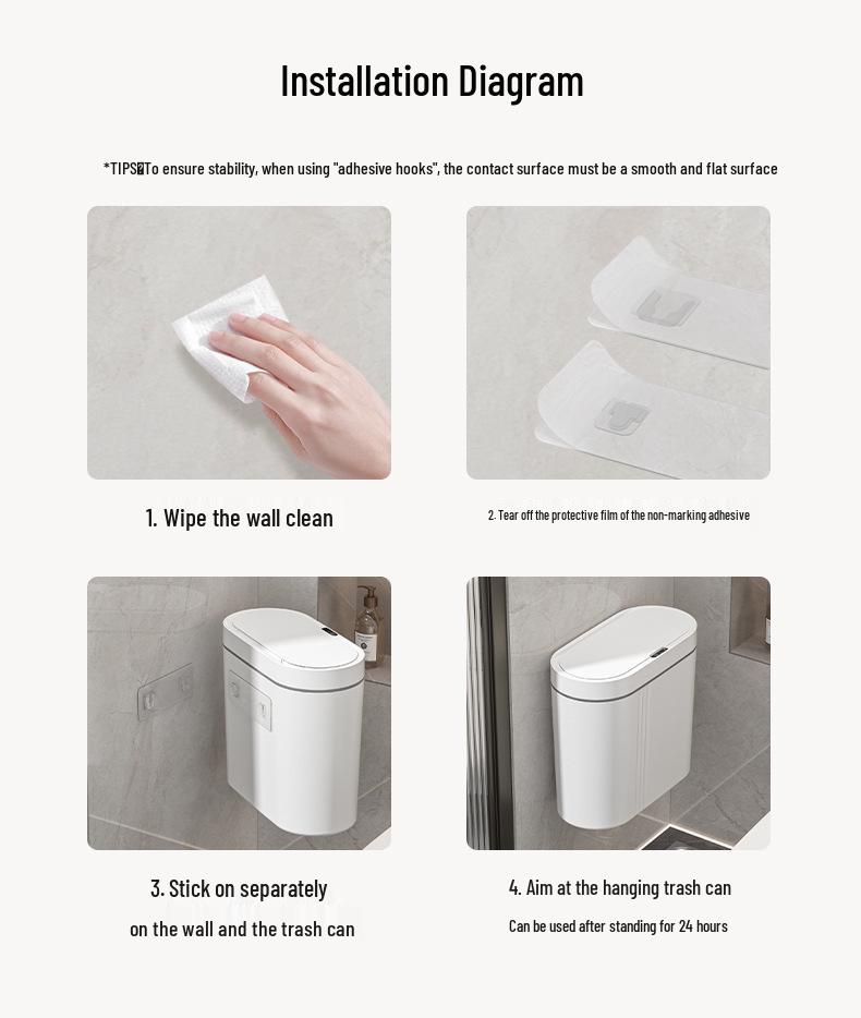 2025 Smart Wall-Mounted Automatic Flip-Top Trash Can for Kitchen & Bathroom