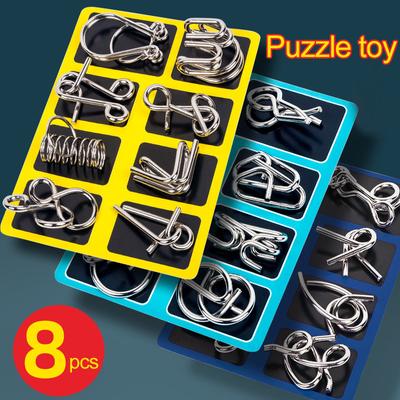8 Teile/satz Metall Montessori Puzzle Draht IQ Geist Denkaufgabe Rätsel Kinder Erwachsene Interaktive Spiel Reliever Pädagogisches Spielzeug