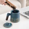 Corporate mug with lid Office water cup Tea separation Tea cup Ceramic household company Business gift