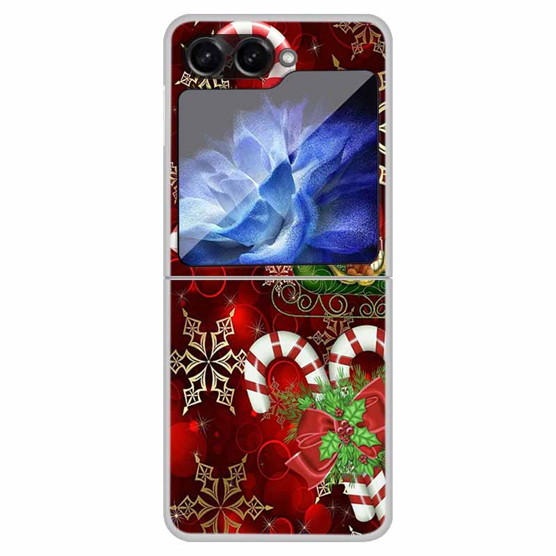 For Samsung Galaxy Z Flip 6 5 4 3 Case Christmas Cute Clear Hard Plastic PC Folding Back Cover For Samsung Z Flip6 Flip5 Flip4