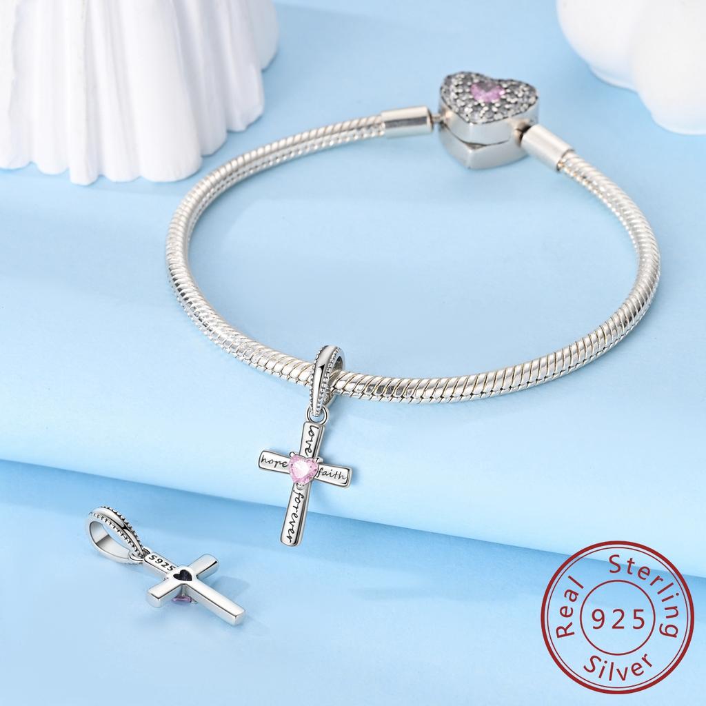 Cross Charm Copper Love Forever Pendant Fit Bracelet Necklace Diy Fine Jewelry