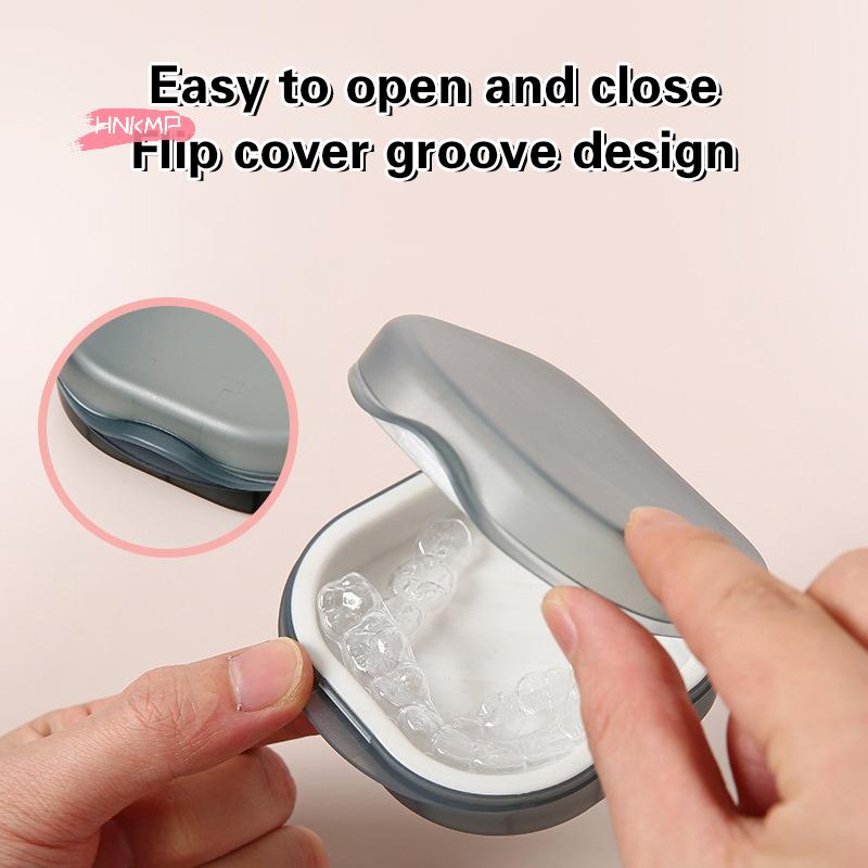 Portable Denture Storage Box Elderly Invisible Braces Orthodontic Retainer Case Dustproof Container with Cover for False Teeth