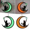 Moon Cat Back Pendant Colourful Acrylic Silhouette Cat Gift Decoration Pendant Luminous Decoration 1Pc
