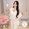 Vernis Skin-friendly Soft Trousers Long-sleeved Pajamas Three-piece Set Women's Modal Cotton Loungewear Set In Stock