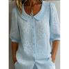Camisa de Mujer Casual Vintage Holgada con Botones Bordada Floral de Manga Media Nueva Primavera/Verano 2026