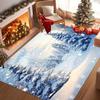 Christmas Snowman Santa Claus Window Living Room Large Area Rug New Year Winter Holiday Party Bedroom Floor Mat Door Mat