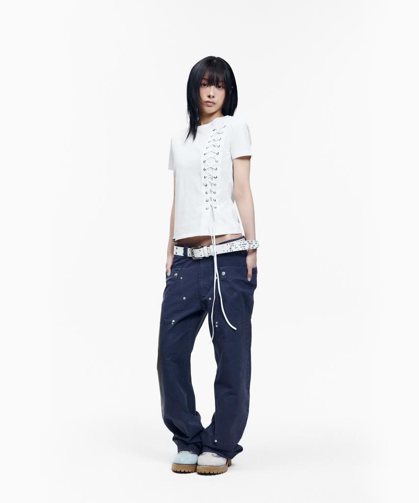 AAKAM Eyelet Corset Half Top (White)