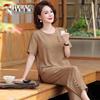 Women's Mid-Aged Chinese Style Summer T-Shirt Set