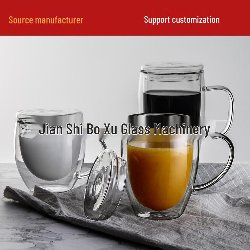 Heat-Resistant Double-Walled Borosilicate Glass Coffee Mug with Handle Universal Bamboo Lid