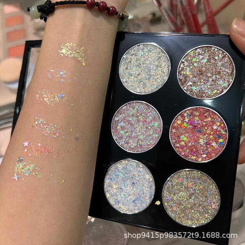 

Универсальные тени для век CARMELA: Кристальное сияние, Взрывной цвет, Блестящие наклейки - Клей не нужен Carmela Six-Color Glitter Set 1