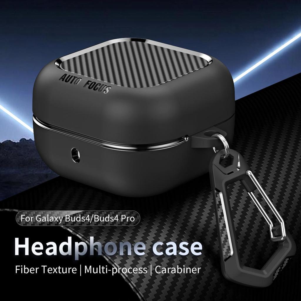 Custodia Protettiva in Fibra di Carbonio per Auricolari Samsung Galaxy Buds 4 Galaxy Buds 4 Pro Custodia Protettiva con Gancio