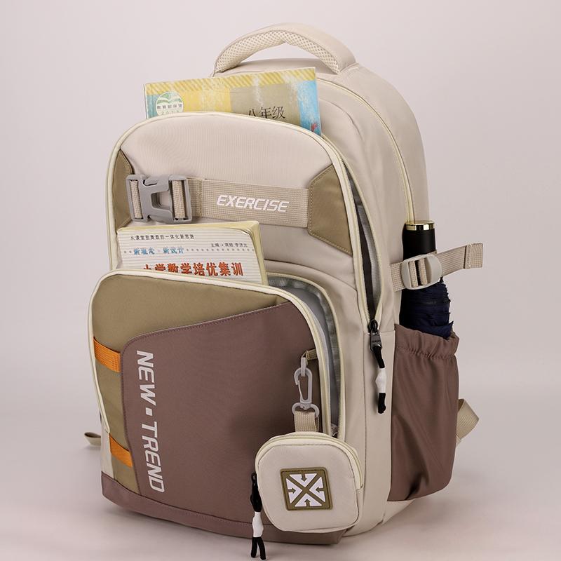 Plecak Ucznia Liceum Blok Kolorystyczny Duża Pojemność Wytrzymały Plecak