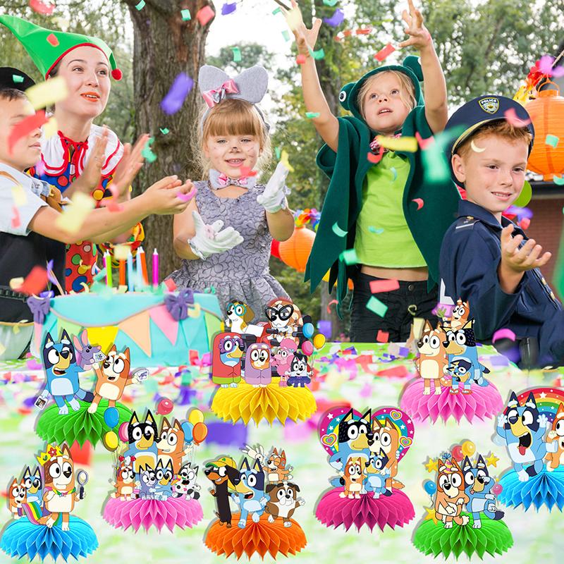 Bluey Bingo Themed Anime Figures Decorations Children's Birthday Holiday Party Desktop Honeycomb Ornaments