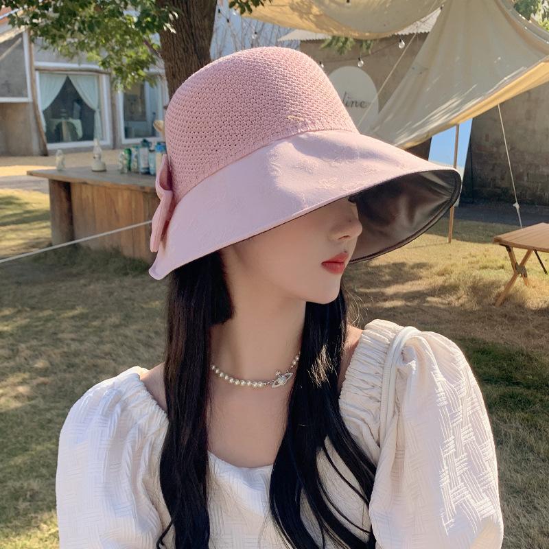 Vinyl Hat Female Embossed Butterfly Mesh Breathable Bucket Hat Summer Outdoor Sunscreen Sun Hat New