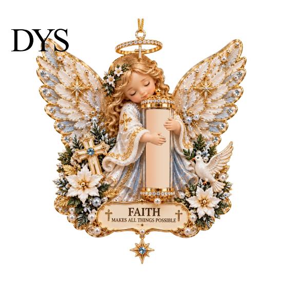 Weihnachtsbaum Hängender Geldhalter Engel Ornament, Acryl Geld Anhänger für Andenkenbehälter Feiertagsdekoration, Festliche Saisonale Geschenke Holografisch