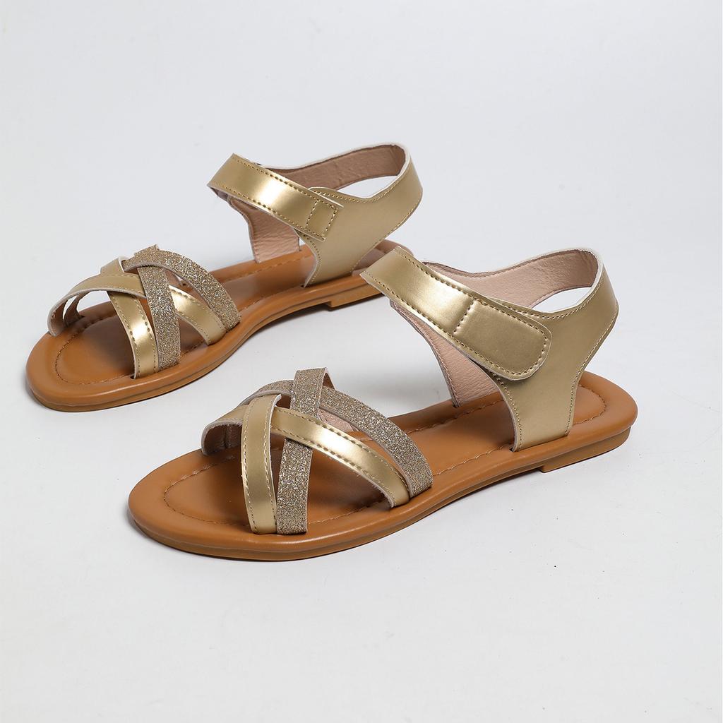 Summer Cross Glitter Open Toe Flat Beach Sandals