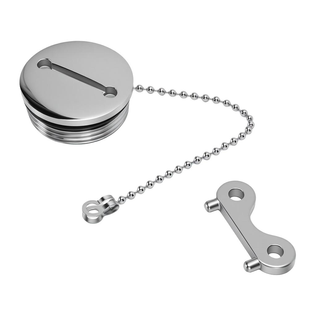 Boat Fuel Tank Cap 1.5 Inch 38mm Marine Fuel Cover with Chain and Key Stainless Steel Deck Fill Filler Cap for Yachts