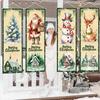 4Pcs Christmas Banners Porch Signs Decor Xmas Hanging Banner Backdrop Decorations Christmas Tree Santa Snowman Elk Hanging