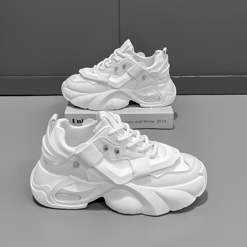 Air Cushion Men'S Sport Shoes Thick Sole Height Increasing Shoes Korean Version Trend Board Shoes Clunky Sneaker Dad Shoes