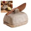 Butter Storage for Kitchen Ceramic Dish with Lid And Wooden Knife, Countertop Minimalist Decor Tray, Keeper Container Fridge & Table Serving