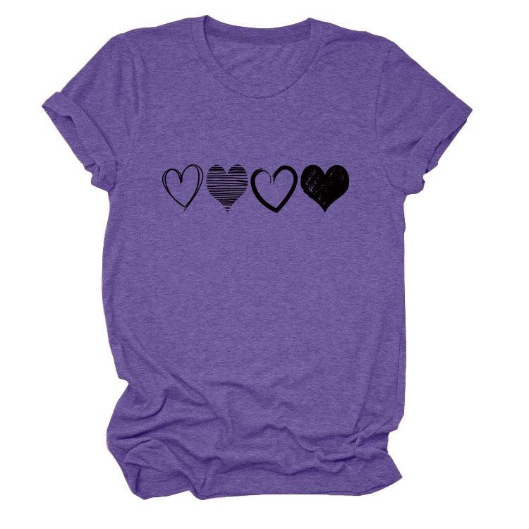 Fashion Trends Four Different Hollow-Out Love Women's Crew Neck Short Sleeve T-Shirts
