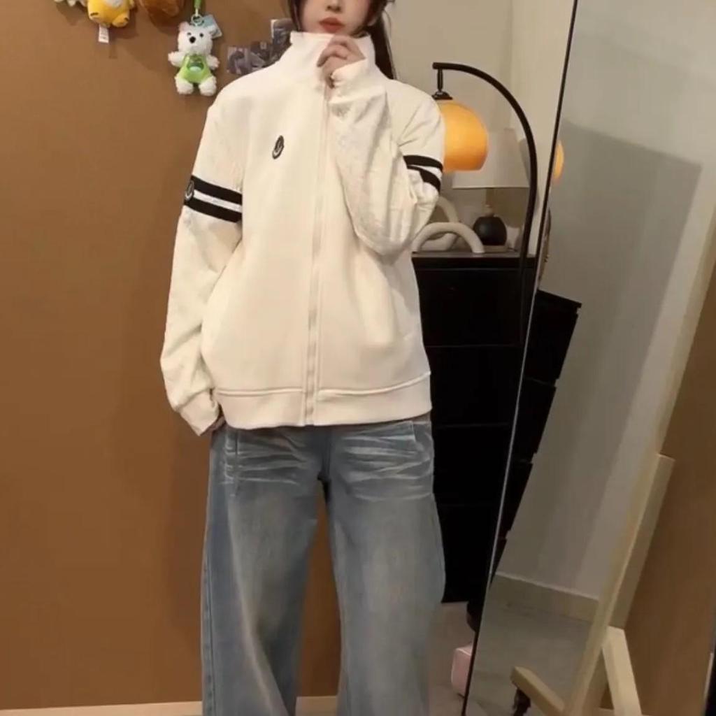 Sweat à capuche cardigan tendance brodé unisexe - Veste légère de luxe à col montant zippée