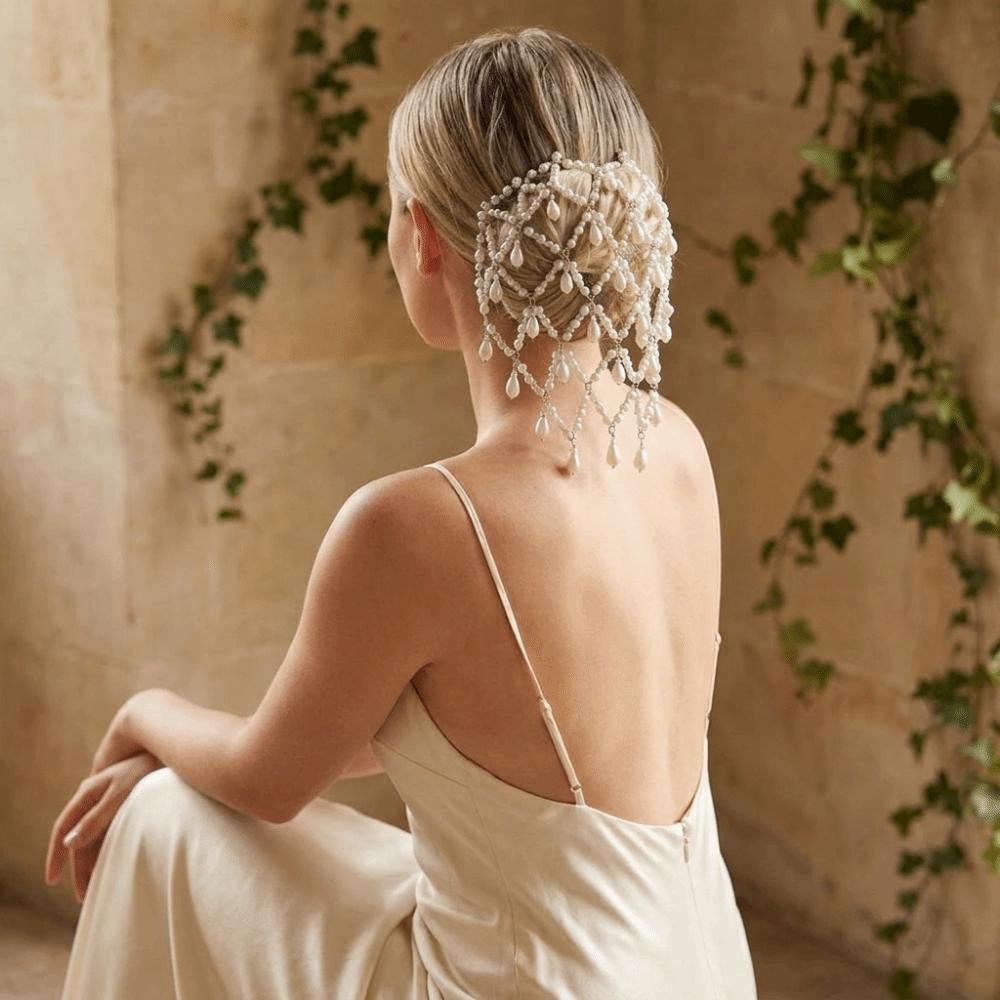 Luxury Beaded Headpiece Boho Pearl Hair Chain Vintage Wedding Hair Comb  Bridal Wear