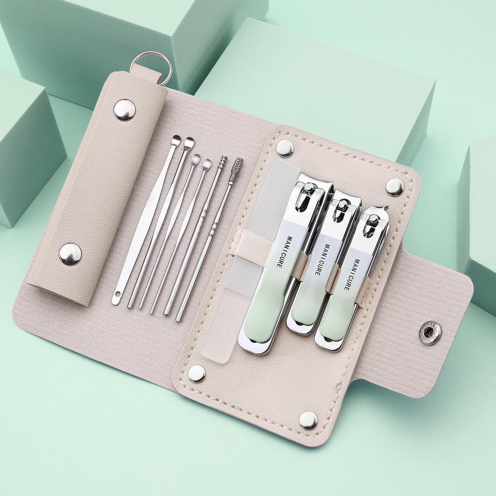 Gradient Nail Clippers Set - 10-Piece Manicure Tools in PU Leather Case, Portable & Stylish