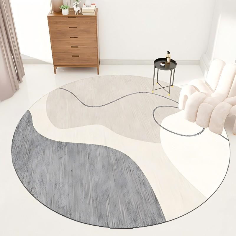 Modern Simple Round Crystal Velvet Carpet Easy To Care Computer Chair Floor Mat Bedroom Dresser Floor Mat Home Decor