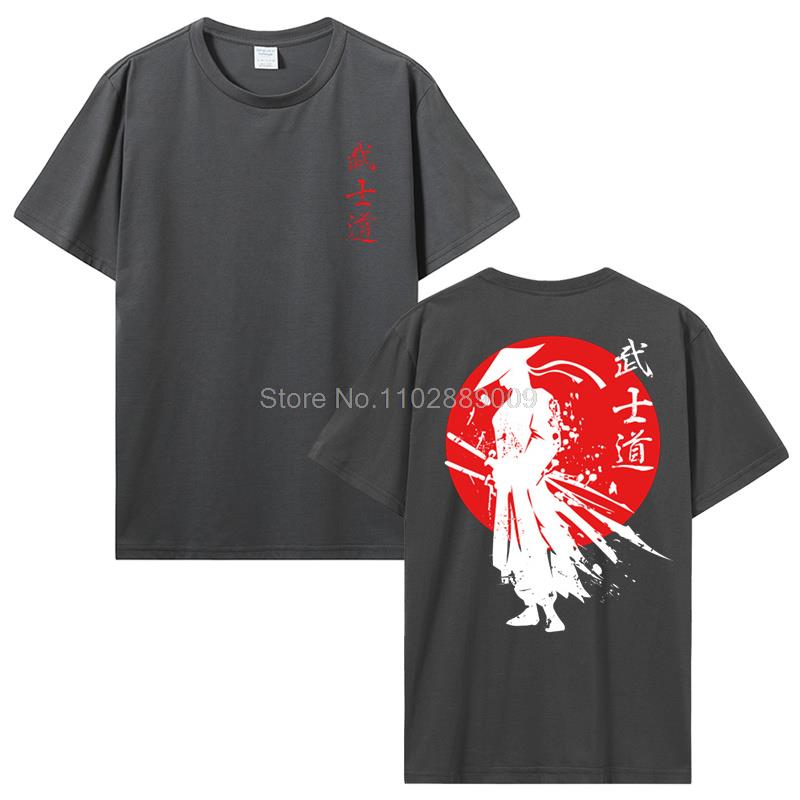 New Japan Samurai Spirit T Shirts Japanese Style Back Print Men Cotton Tshirt Anime T-shirt Bushido Male Gifts Tees Streetwear
