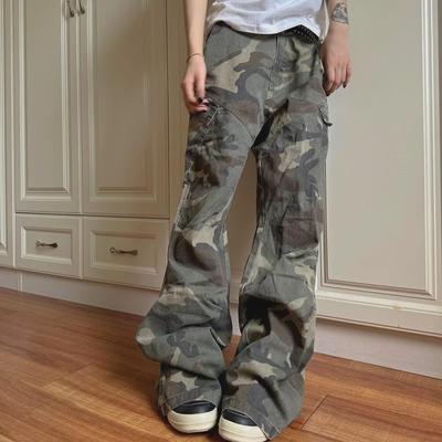 Men's Retro High-Street Camouflage Pleated Cargo Pants
