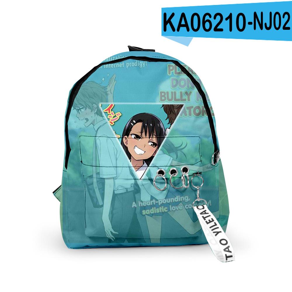 Popular Cool Nagatoro Notebook Backpack Boys/Girls Pupil School Bags 3D Print Keychains Oxford Waterproof Cute Small Backpacks