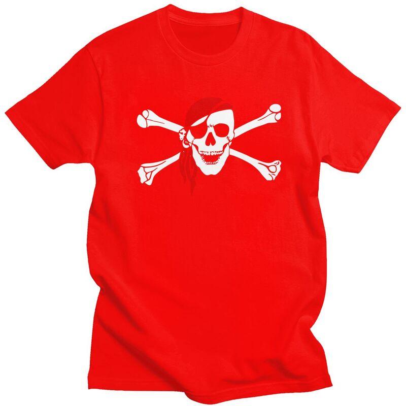 Custom Jolly Roger Skull Cross Bones Pirate Flag T Shirt Men Short Sleeves Pure Cotton Tshirt Tees Fashion Tshirts