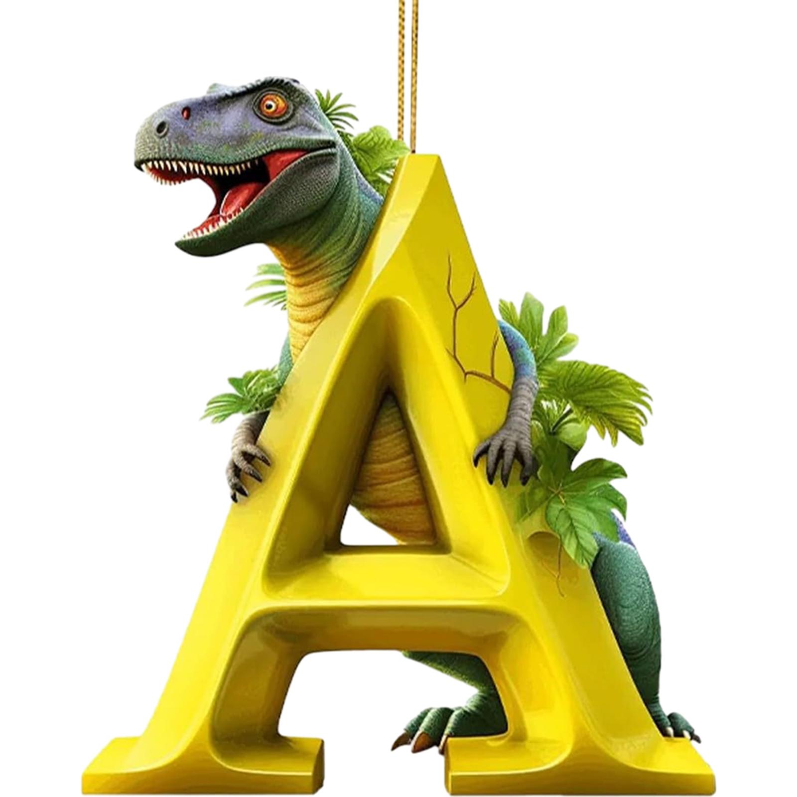 Acrylic Cute Dragon Hanging Pendants 26 Letter Cartoon Pendant Dinosaur Letter Shape Hanging Ornament for Christmas Tree