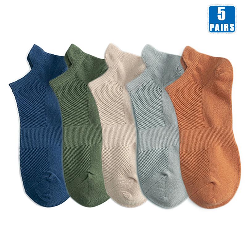 5 Pairs Men Cotton Short Sock Crew Ankle High Quality Breathable Summer Women Compression Casual Soft Solid Color Socks for Male