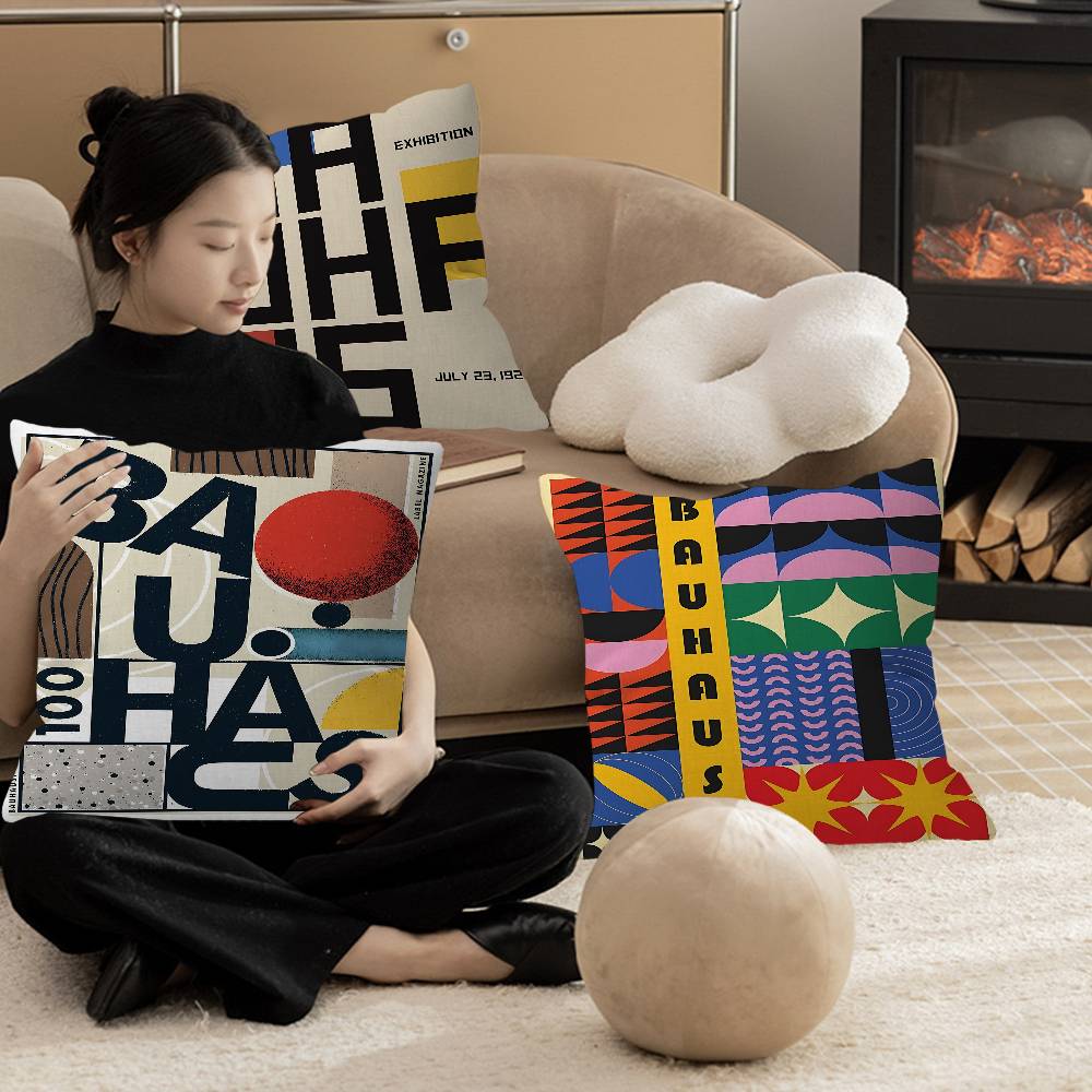 Abstract Orange Bauhaus Geometric Lucky Dragon pillow cover sofa cushion cover home room decoration children gift