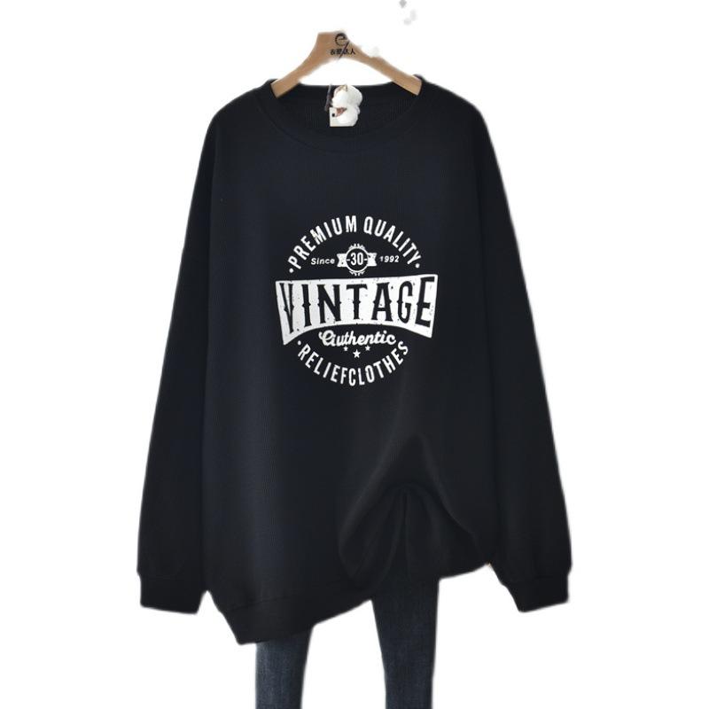 Waffle Women's Sweatshirt Long Sleeve Top Loose Plus Size Casual Pullover