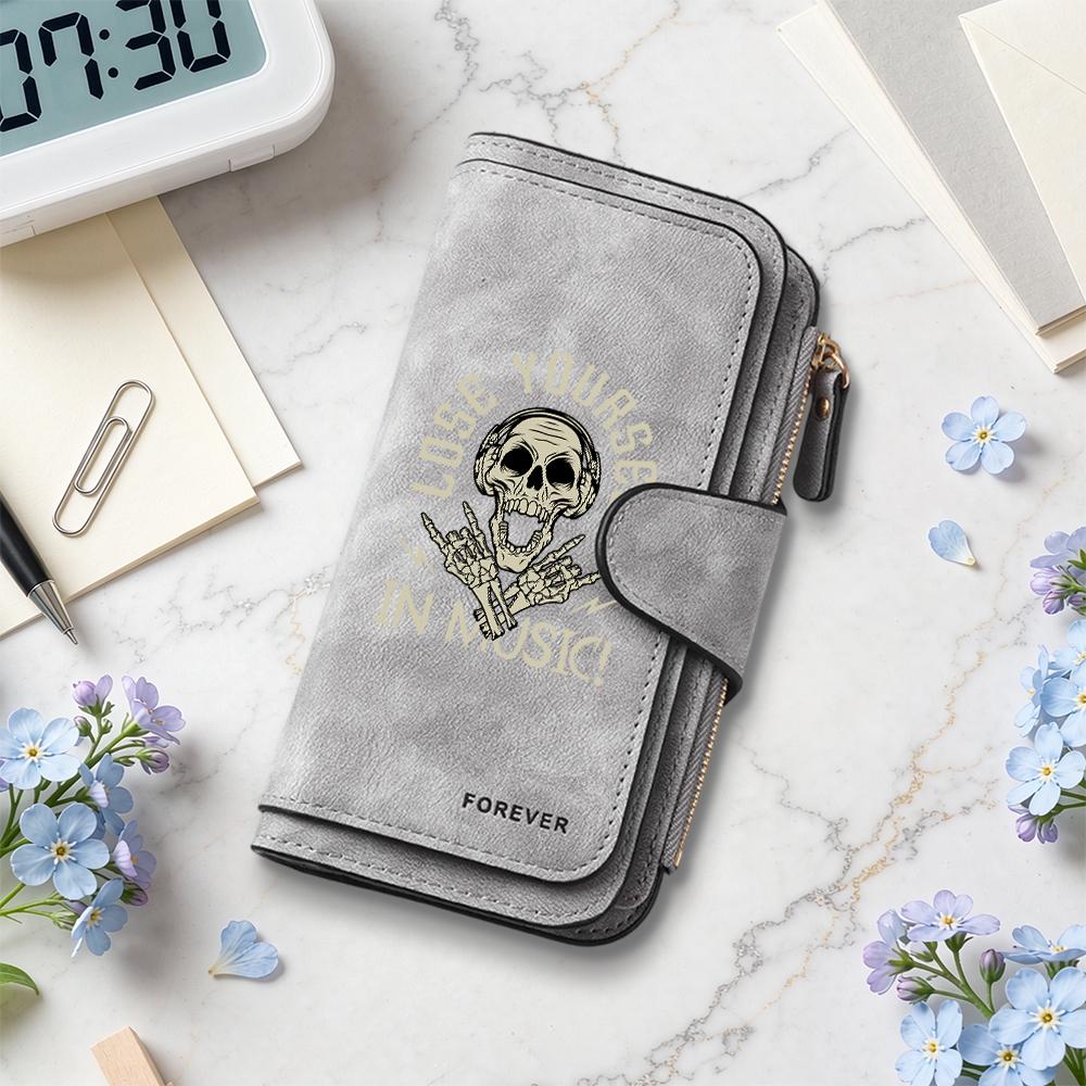 Gothic Skull Music Wallet Purse for Daily Use