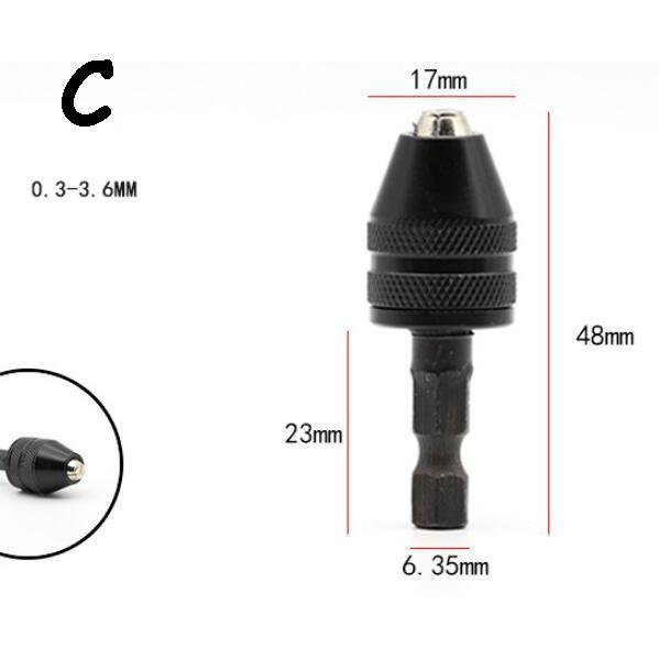 Mandrino per trapano elicoidale autocentrante a tre griffe con impugnatura esagonale a cambio rapido da 0,3-6,5 mm Mandrino per trapano da 3,6 mm per fresa elettrica