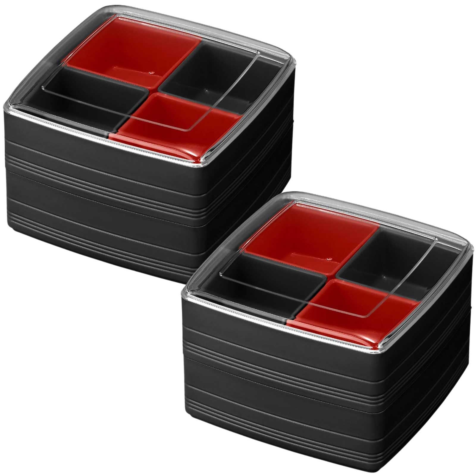 Colorful Komachi Bento Set of Made in with Divided 9882 Inomata-K Two-Tier Box, Black, 2, Japan, Containers, чёрный